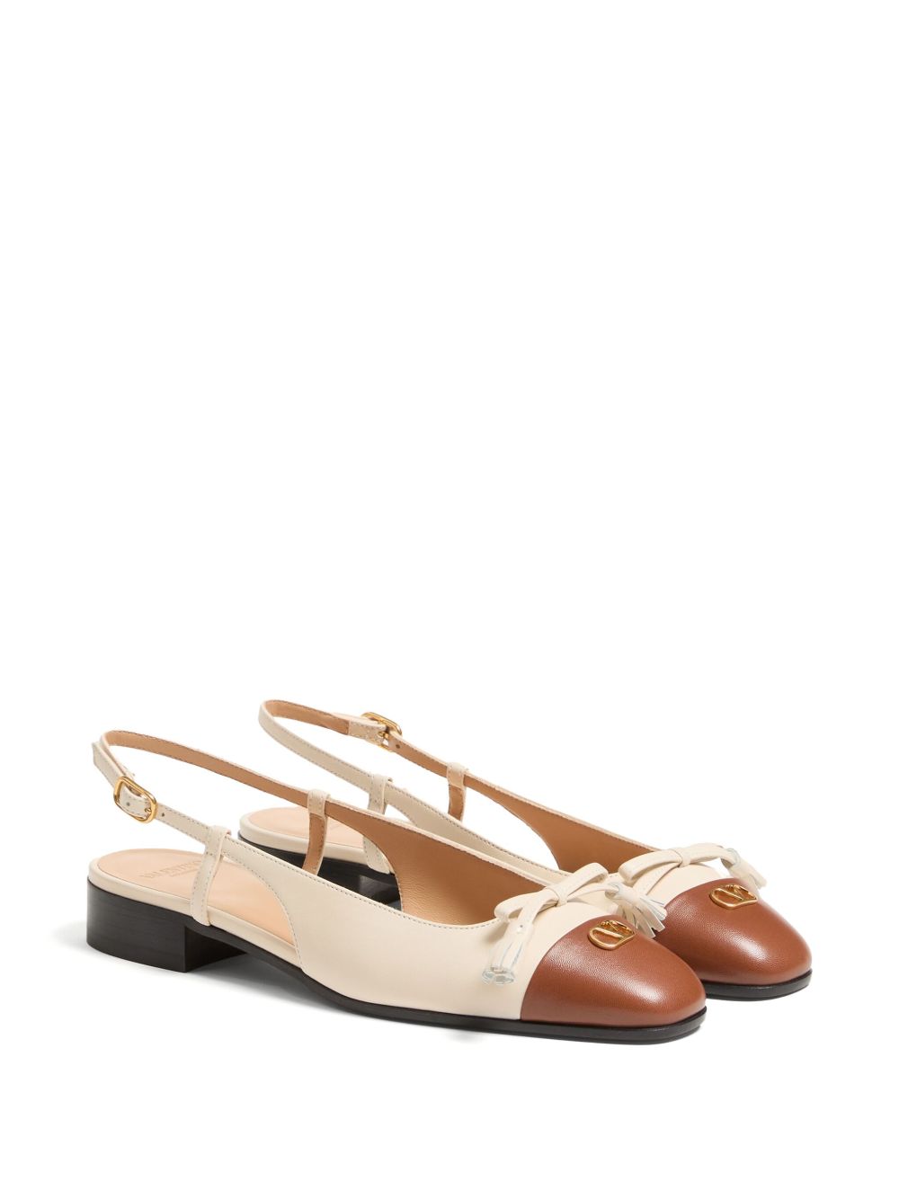 Valentino Garavani Valet Du Roi Leather Slingback Flats - White