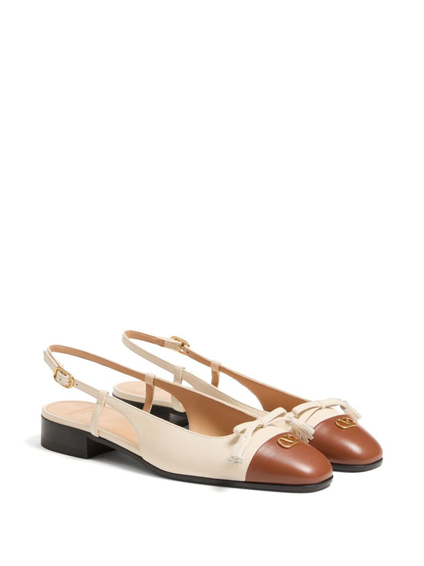 Valentino Garavani Valet Du Roi Leather Slingback Flats - White