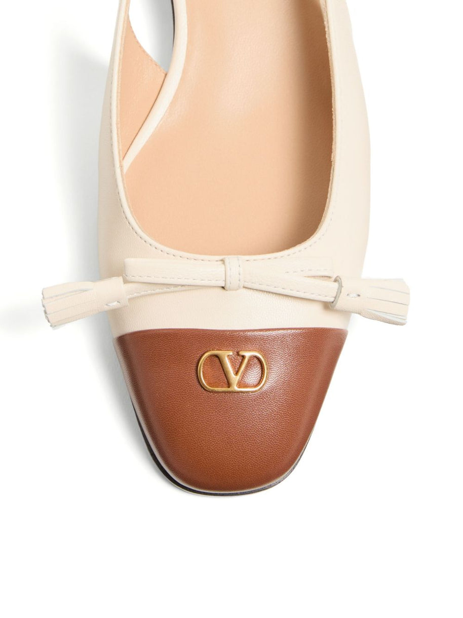 Valentino Garavani Valet Du Roi Leather Slingback Flats - White
