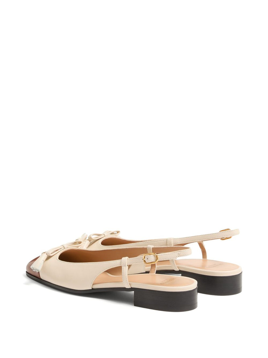Valentino Garavani Valet Du Roi Leather Slingback Flats - White
