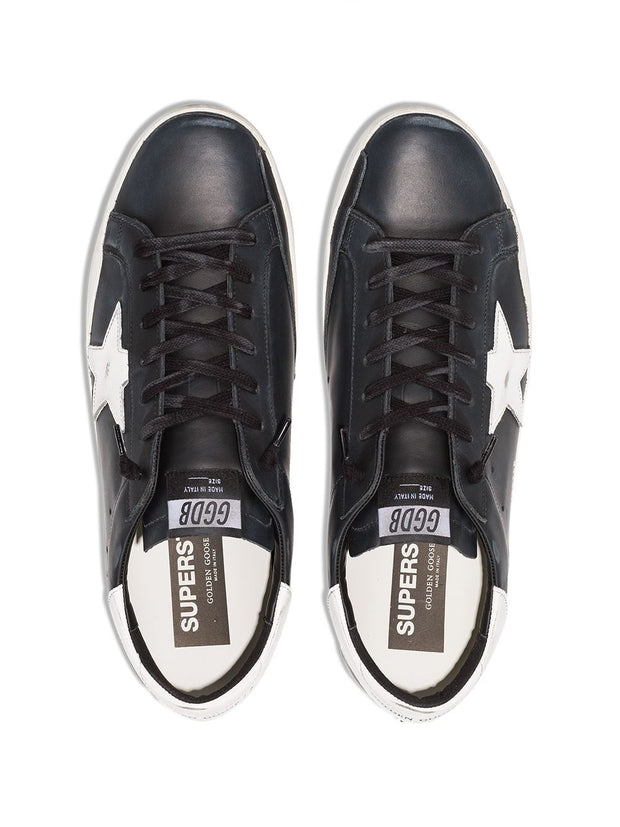 Golden Goose Super-Star Leather Sneakers - Black