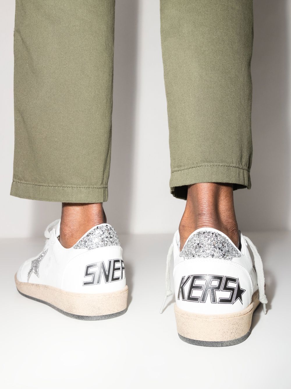 Golden Goose Ball Star Leather Sneakers - Silver