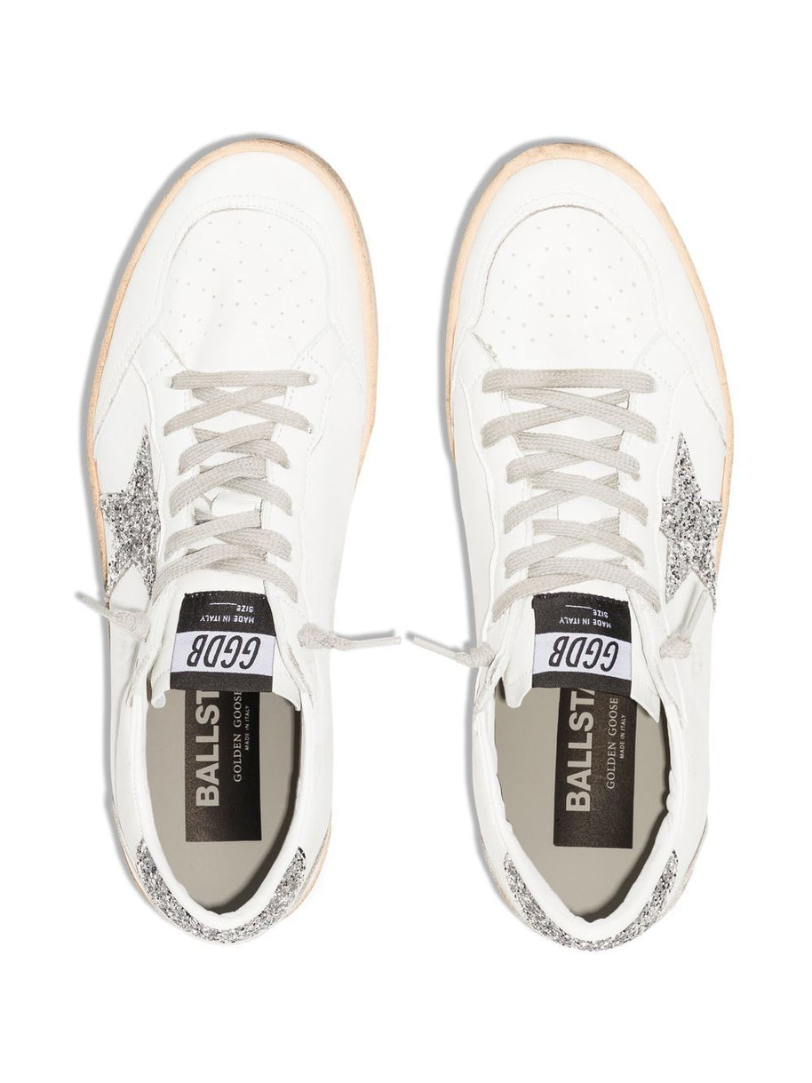 Golden Goose Ball Star Leather Sneakers - Silver