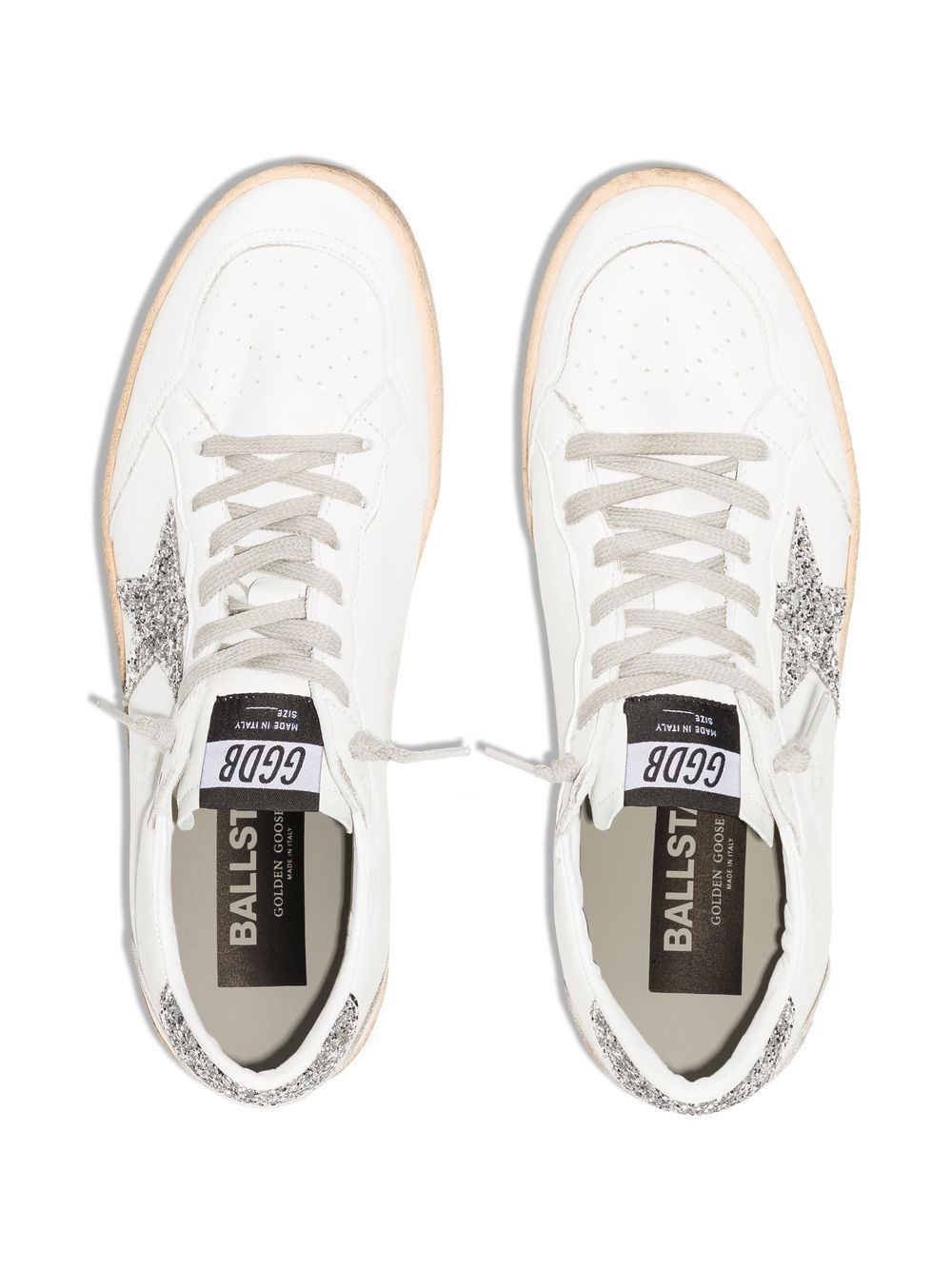 Golden Goose Ball Star Leather Sneakers - Silver