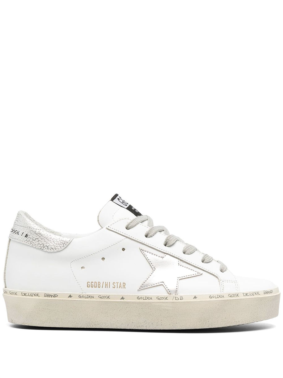 Golden Goose Hi Star Suede Leather Sneakers - Silver