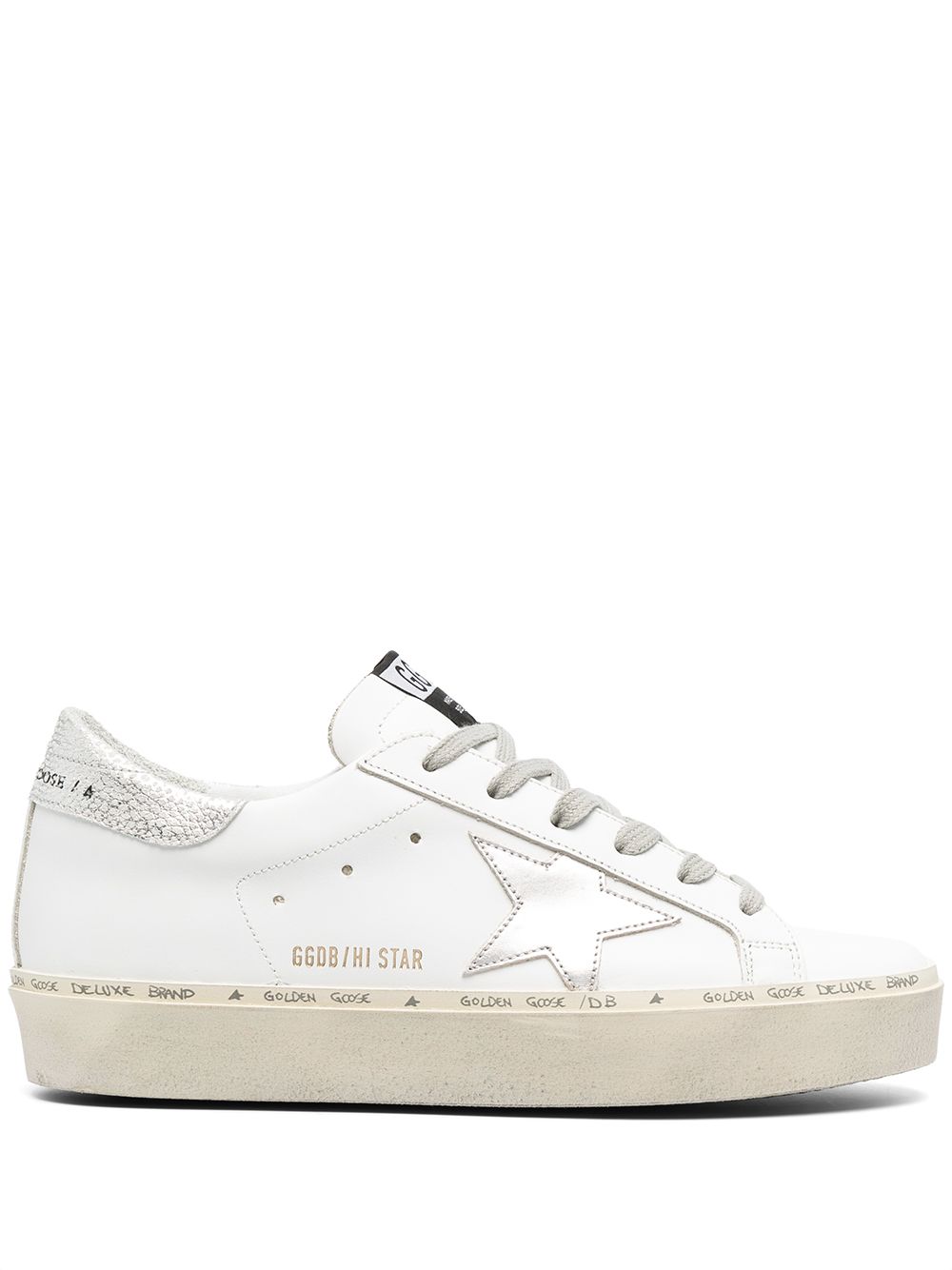 Golden Goose Hi Star Suede Leather Sneakers - Silver