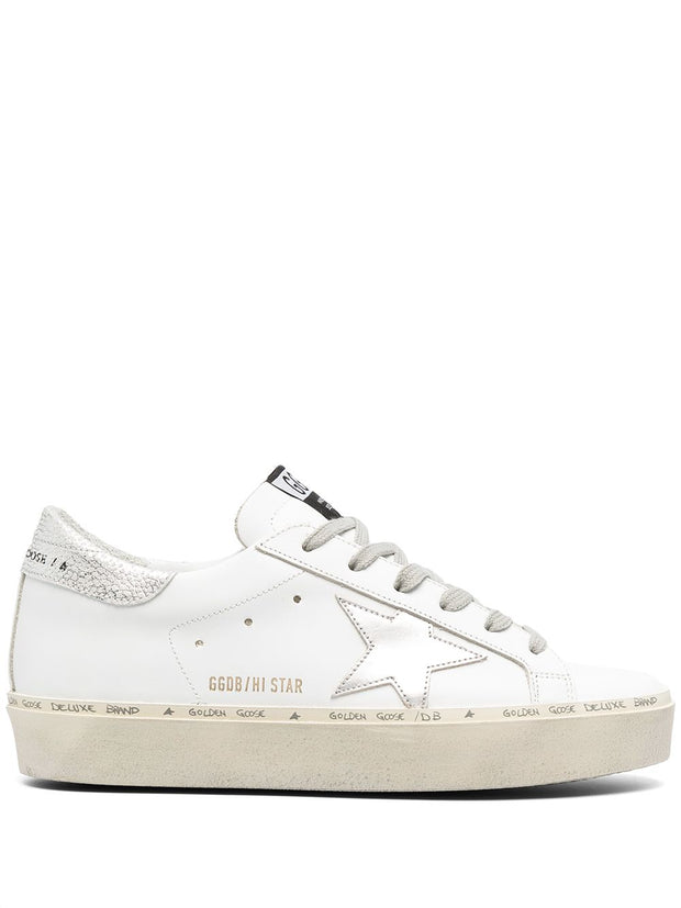 Golden Goose Hi Star Suede Leather Sneakers - Silver