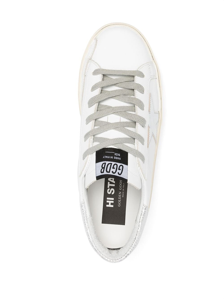 Golden Goose Hi Star Suede Leather Sneakers - Silver
