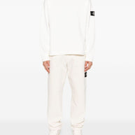Stone Island Logo Cotton Crewneck Sweatshirt - White