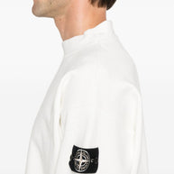 Stone Island Logo Cotton Crewneck Sweatshirt - White