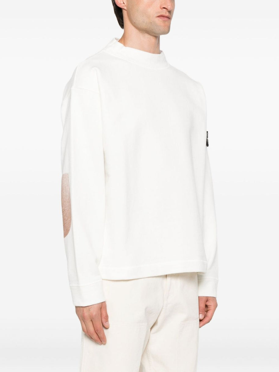 Stone Island Logo Cotton Crewneck Sweatshirt - White