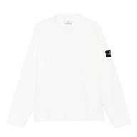 Stone Island Logo Cotton Crewneck Sweatshirt - White