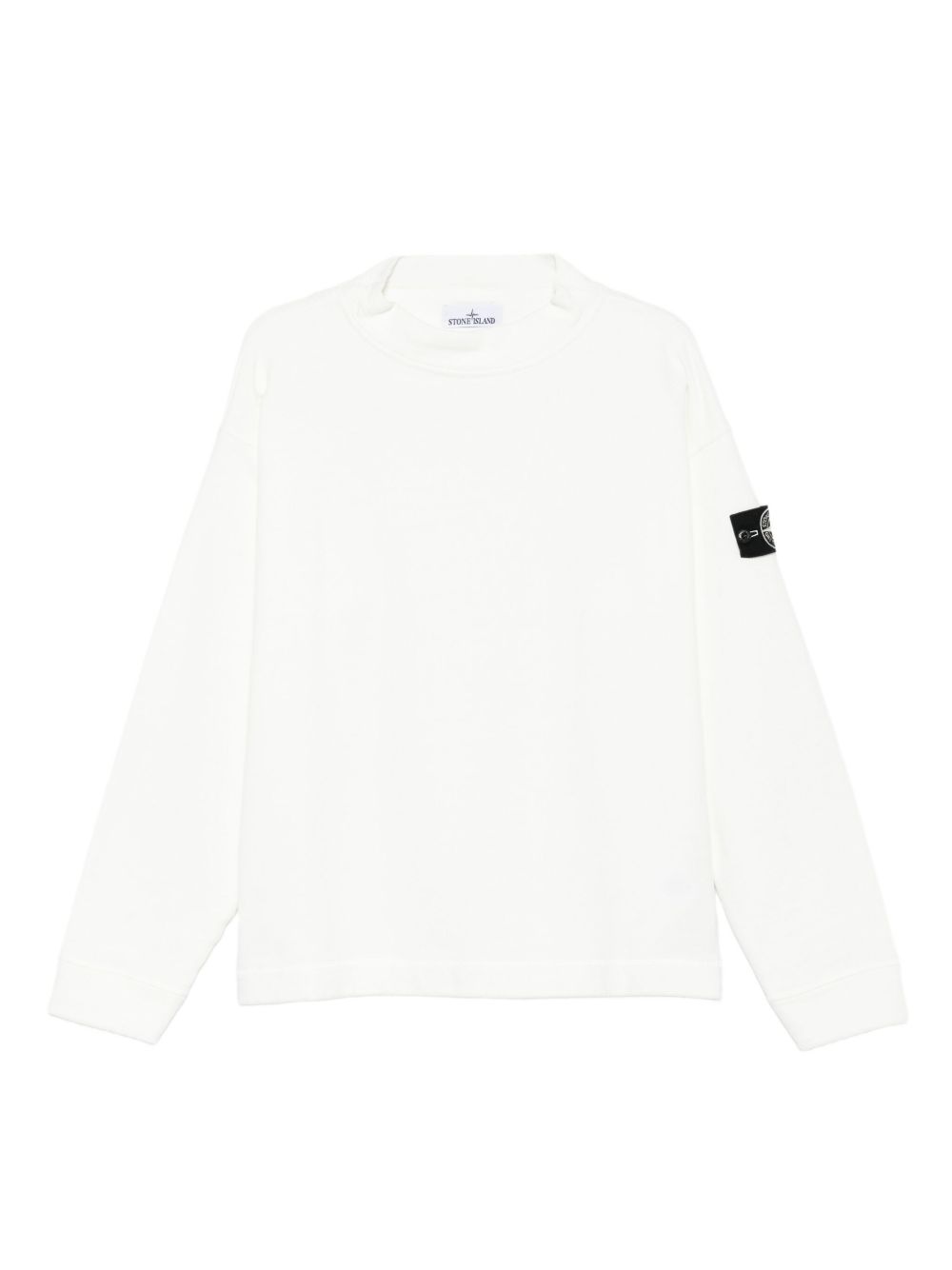 Stone Island Logo Cotton Crewneck Sweatshirt - White