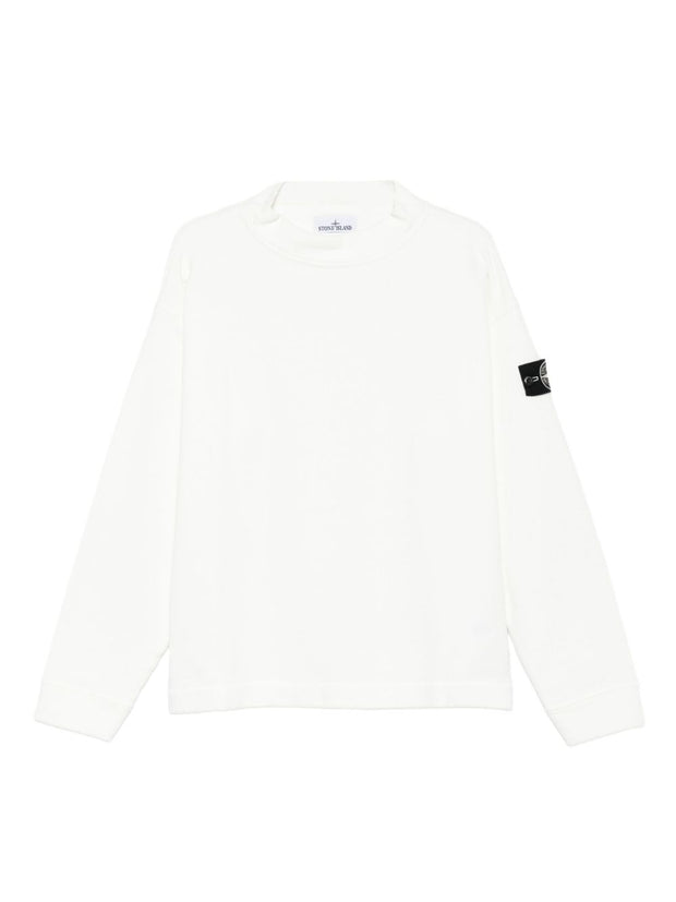 Stone Island Logo Cotton Crewneck Sweatshirt - White
