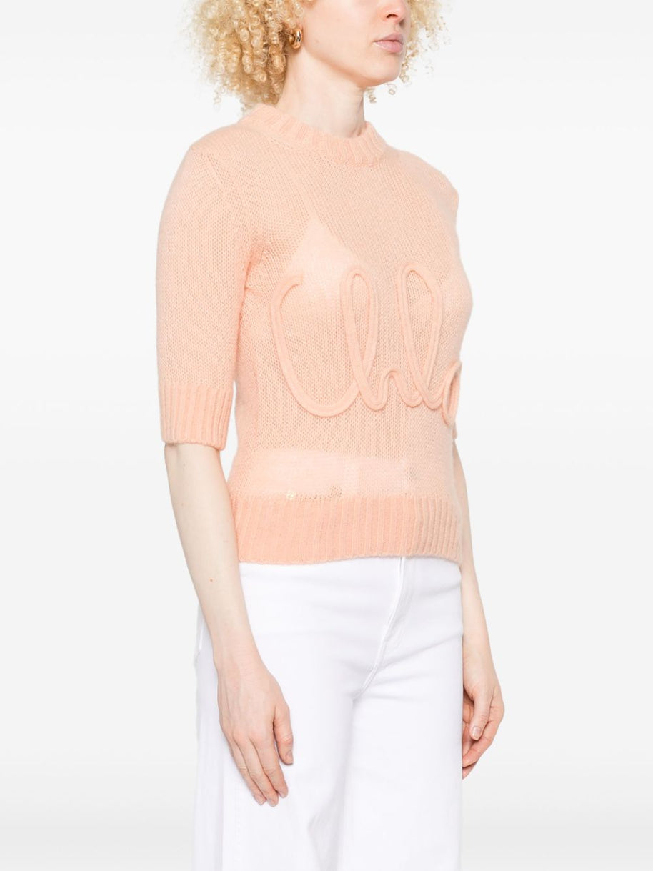 Chloé Logo Wool Sweater - Pink