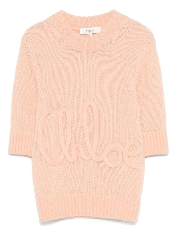 Chloé Logo Wool Sweater - Pink