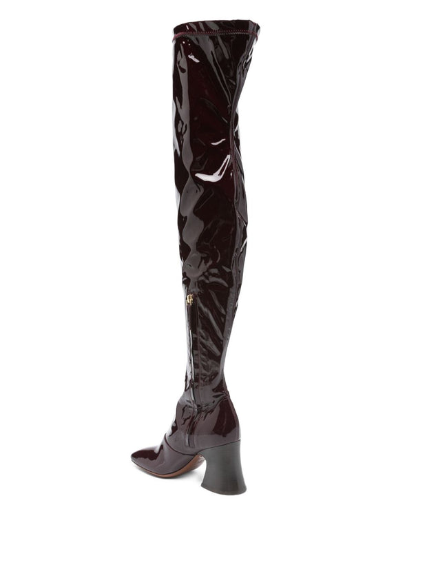 Chloé Janis Patent Leather Over-the-knee Boots Bordeaux