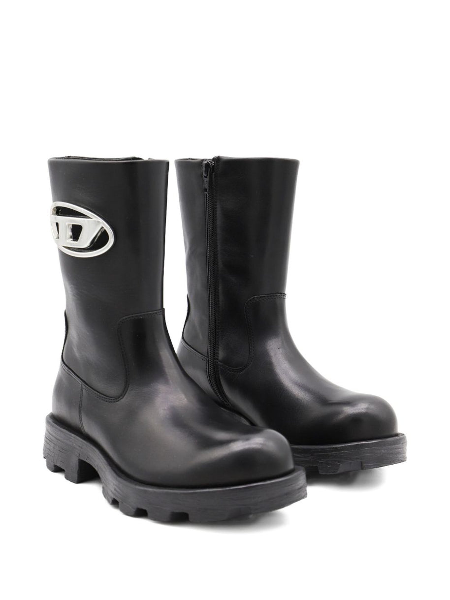Diesel Leather Biker Boots - Black