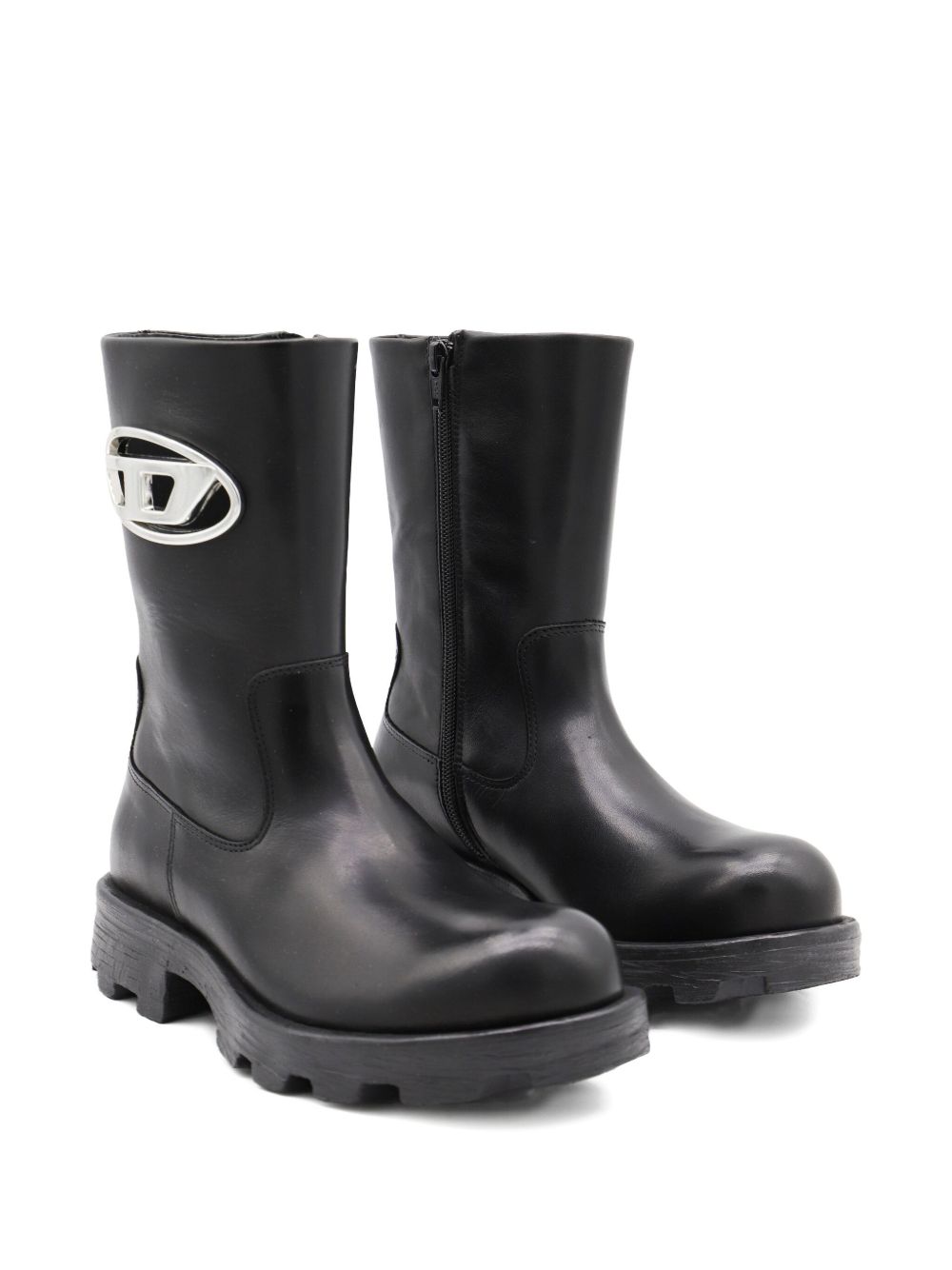 Diesel Leather Biker Boots - Black