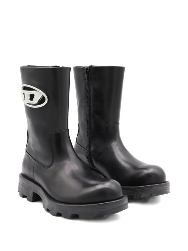Diesel Leather Biker Boots - Black