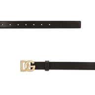 Dolce & Gabbana DG Logo Leather Belt - Black