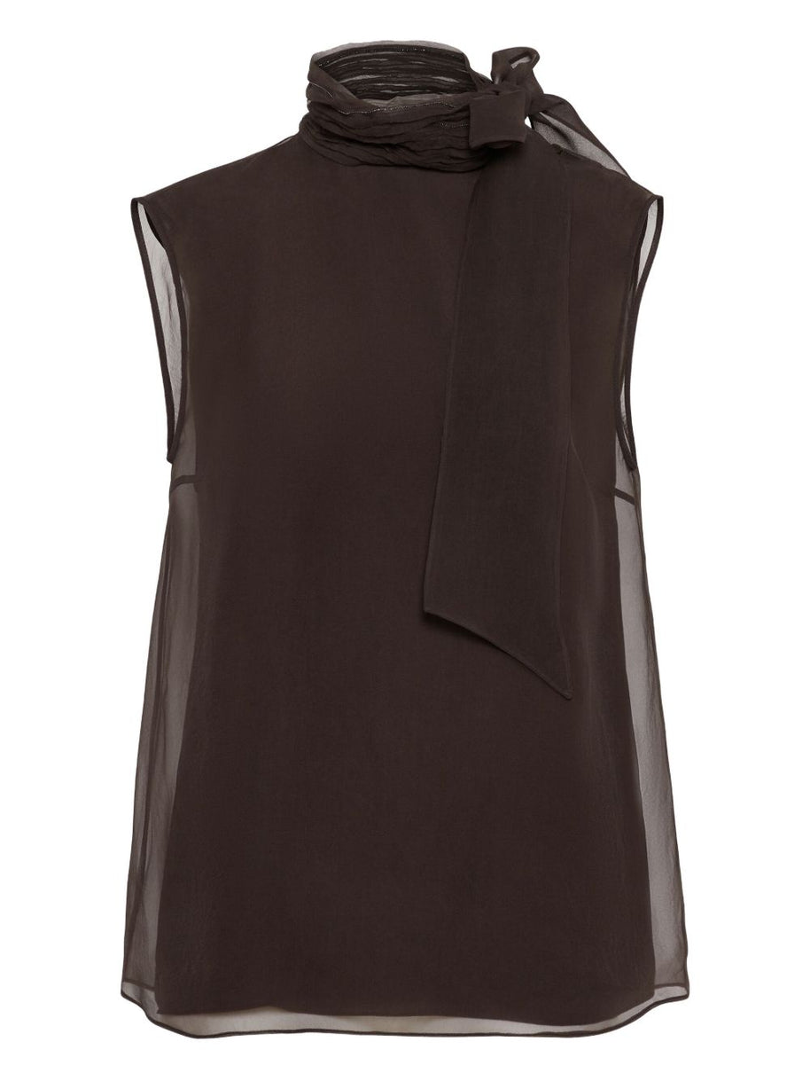Brunello Cucinelli Silk Tank Top Brown