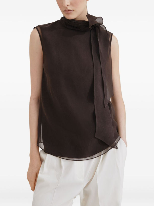 Brunello Cucinelli Silk Tank Top Brown