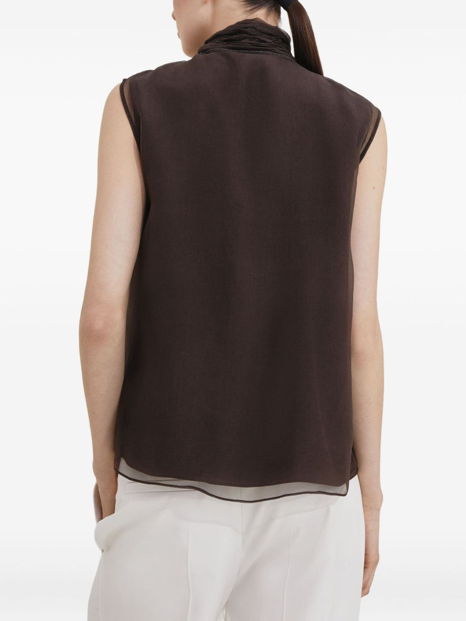 Brunello Cucinelli Silk Tank Top Brown