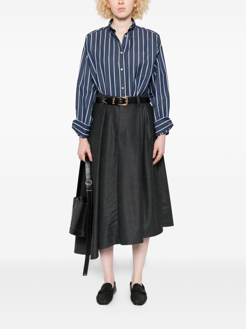 Brunello Cucinelli Striped Cotton Shirt - Blue