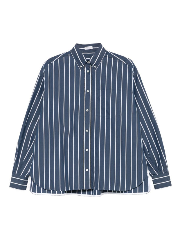 Brunello Cucinelli Striped Cotton Shirt - Blue