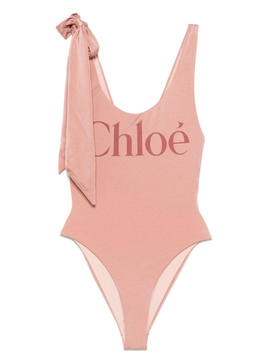 Chloé One-piece Logo Swimsuit Pink