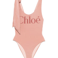 Chloé One-piece Logo Swimsuit Pink