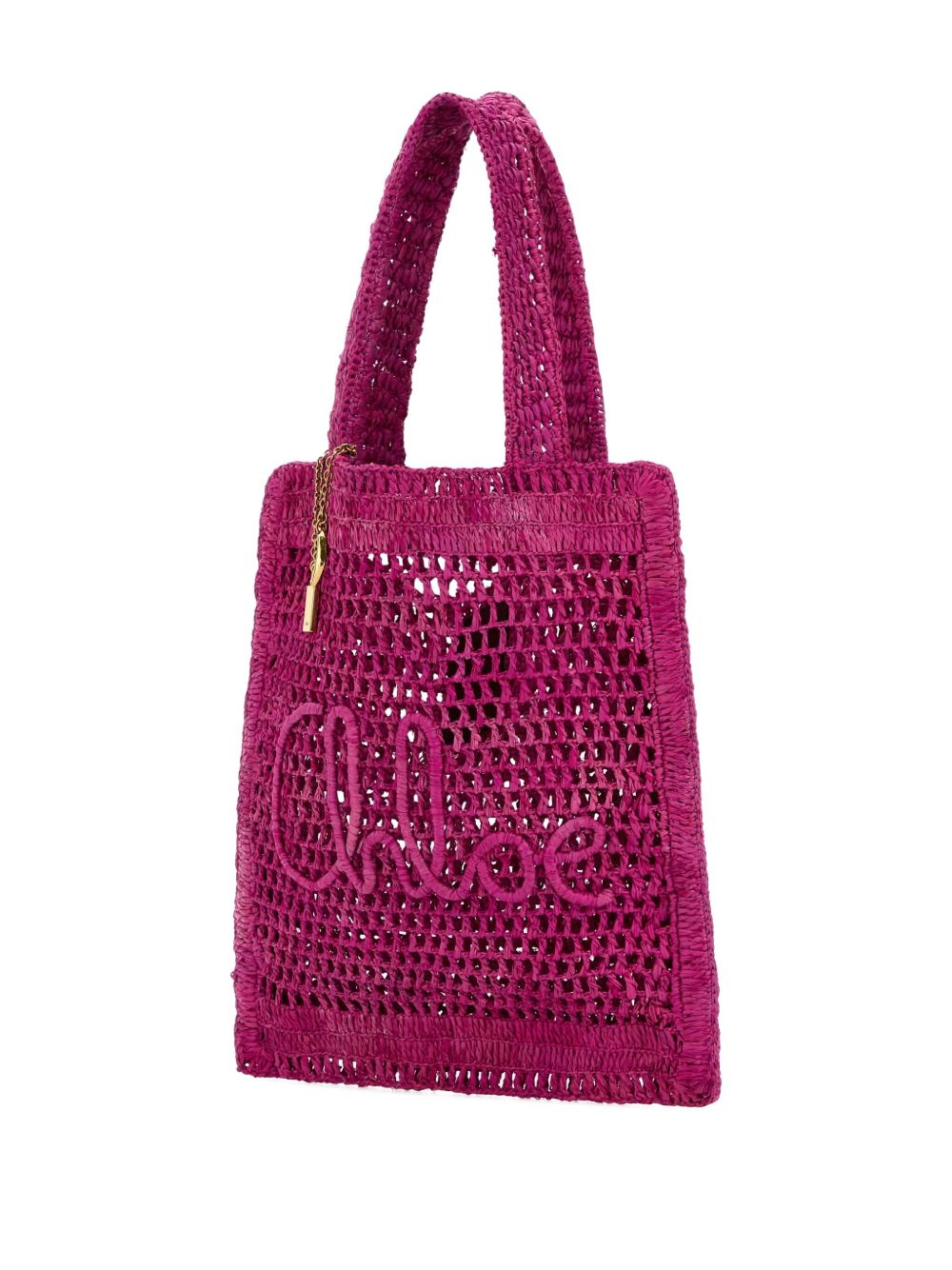 Chloé Summer Banana Rafia Tote Bag Fuchsia