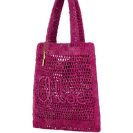 Chloé Summer Banana Rafia Tote Bag Fuchsia