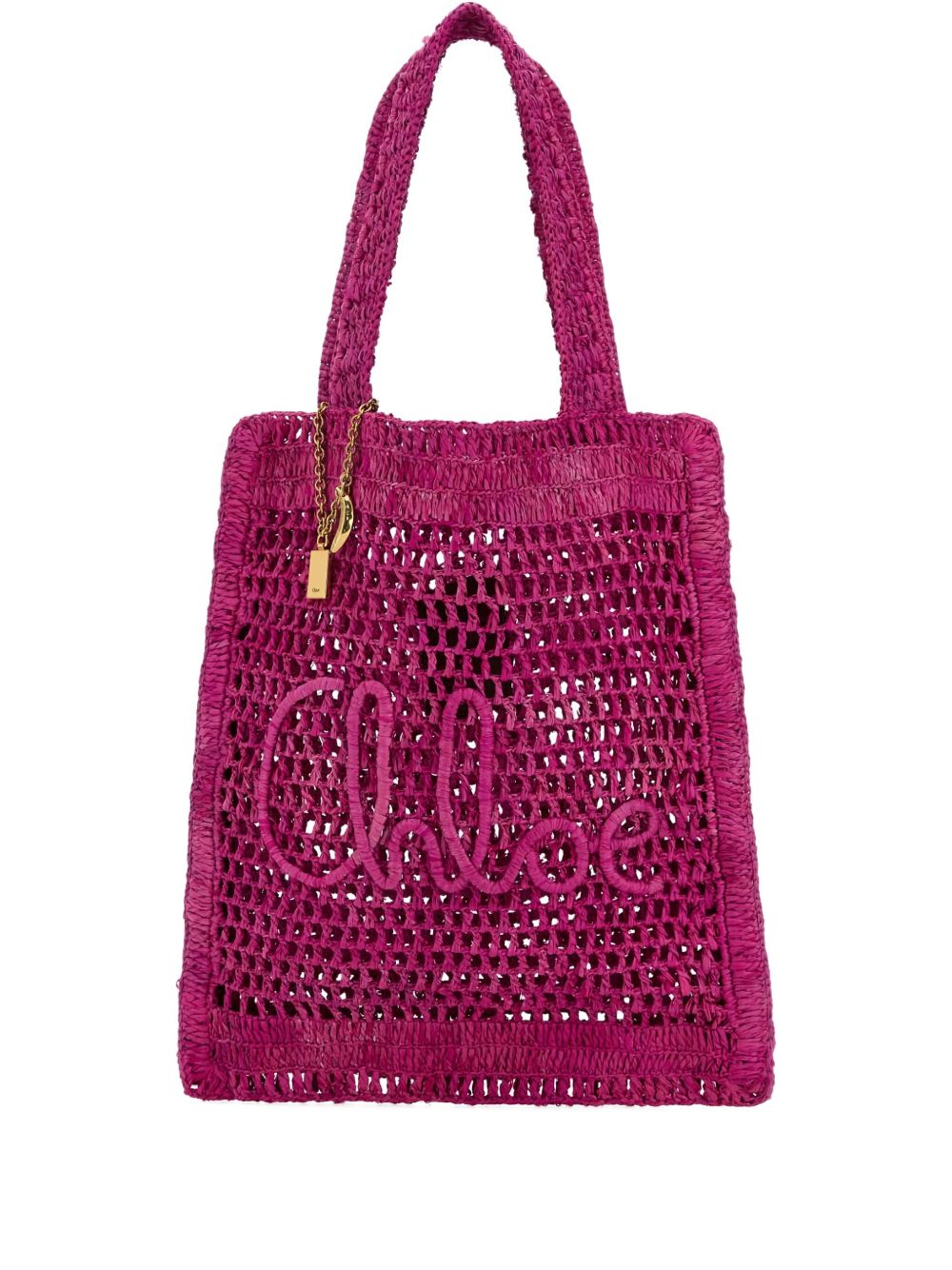 Chloé Summer Banana Rafia Tote Bag Fuchsia