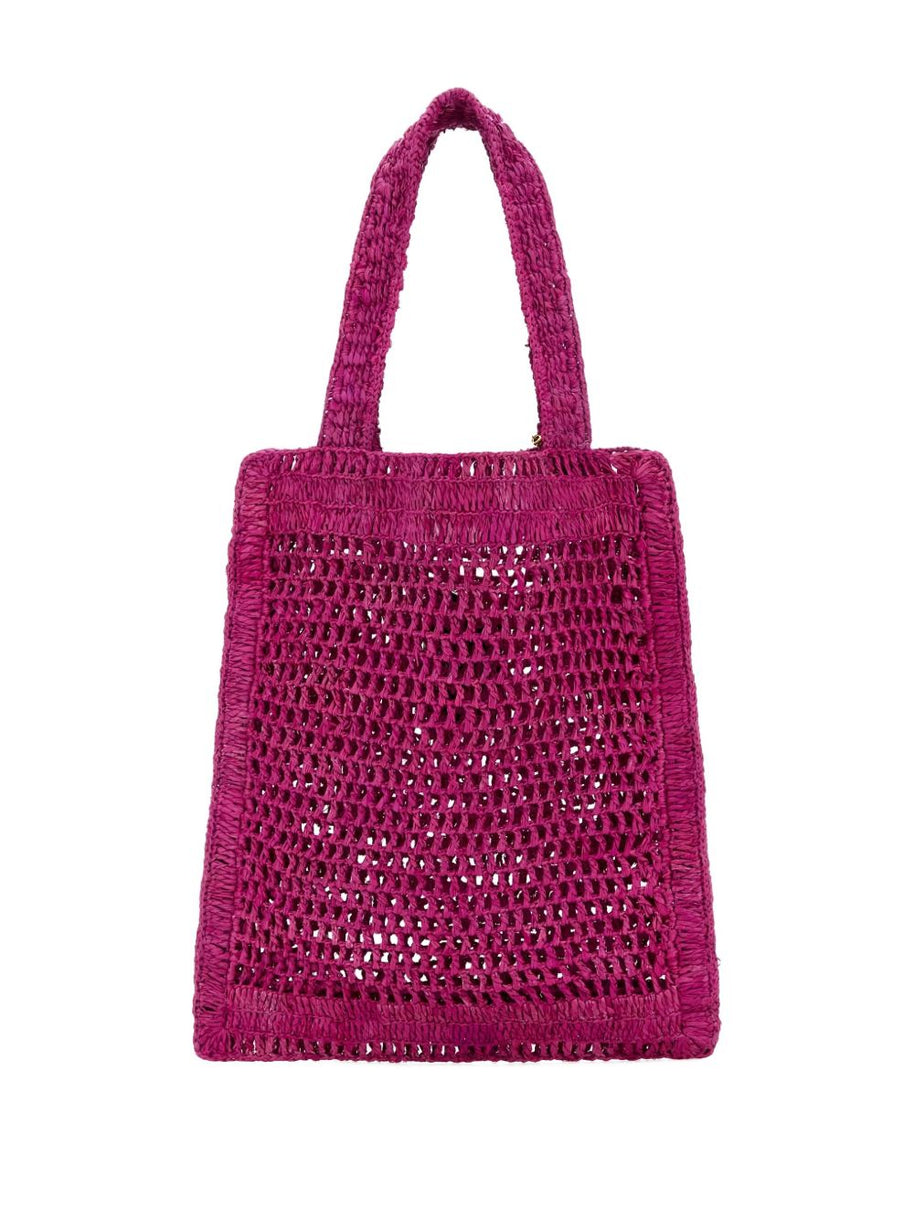 Chloé Summer Banana Rafia Tote Bag Fuchsia