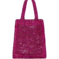 Chloé Summer Banana Rafia Tote Bag Fuchsia