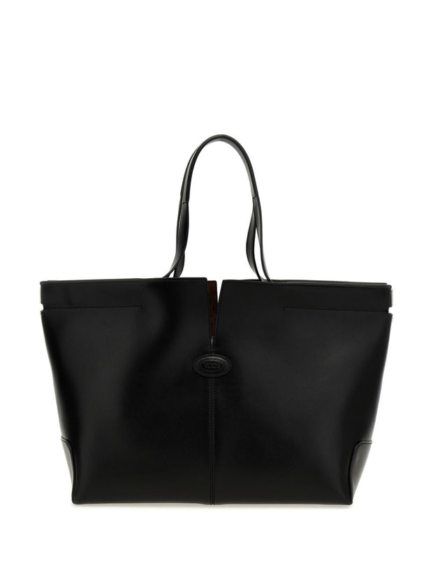 Tod's Di Bag Folio Leather Shopping Bag - Black