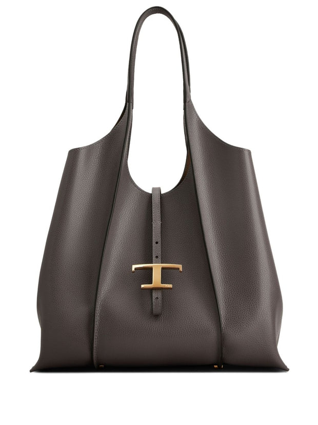 Tod's Medium Leather Shopping Bag - Grey