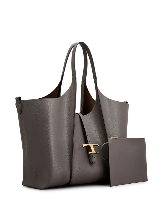 Tod's Medium Leather Shopping Bag - Grey