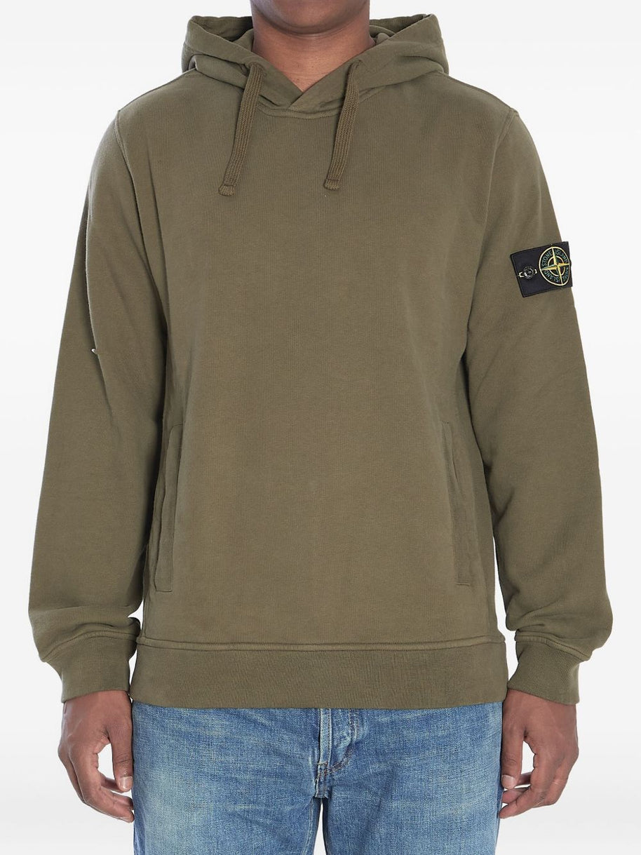Stone Island Logo Cotton Hoodie - Green
