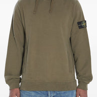 Stone Island Logo Cotton Hoodie - Green