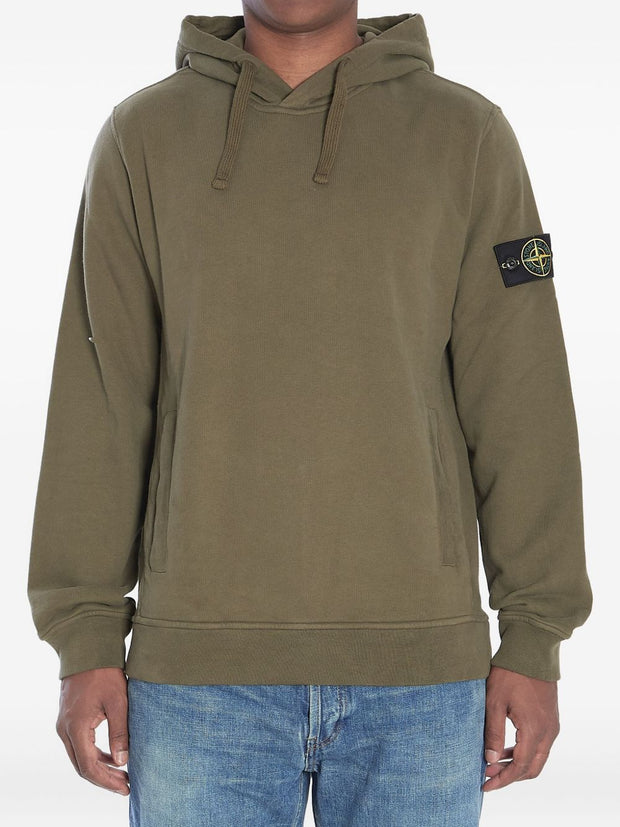 Stone Island Logo Cotton Hoodie - Green