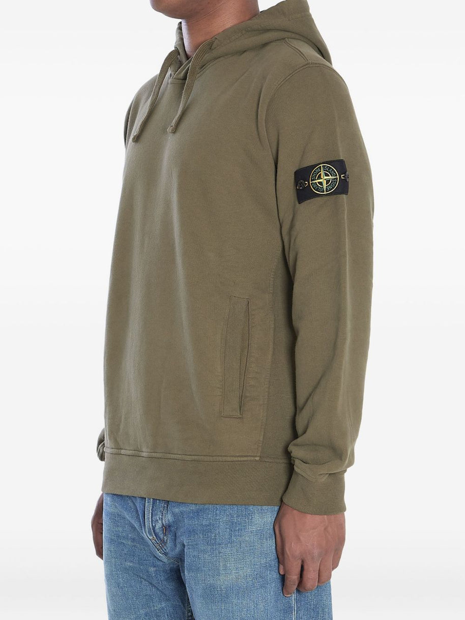 Stone Island Logo Cotton Hoodie - Green