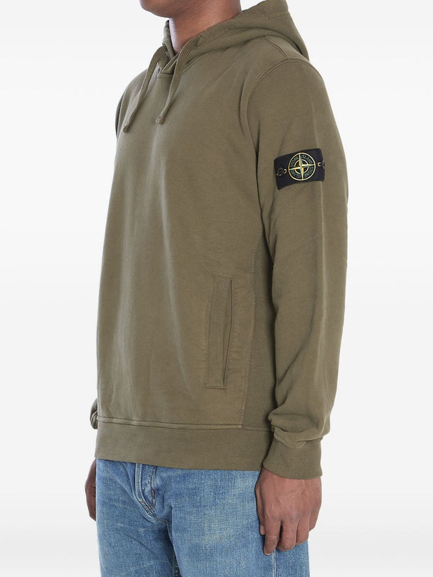Stone Island Logo Cotton Hoodie - Green