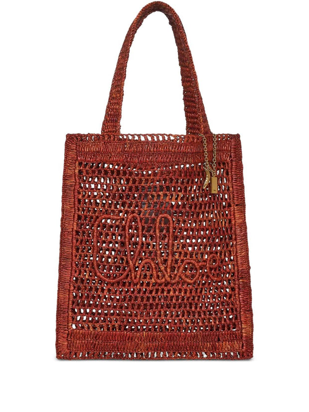 Chloé Summer Banana Rafia Tote Bag Brown
