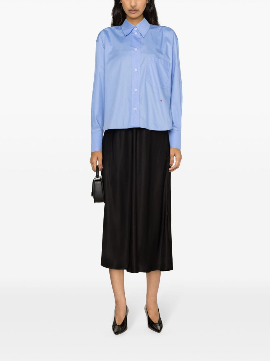 Victoria Beckham Cotton Cropped Shirt - Clear Blue