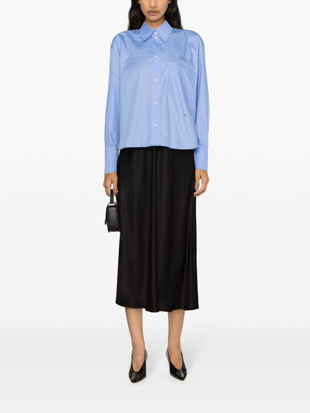 Victoria Beckham Cotton Cropped Shirt - Clear Blue
