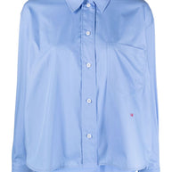 Victoria Beckham Cotton Cropped Shirt - Clear Blue