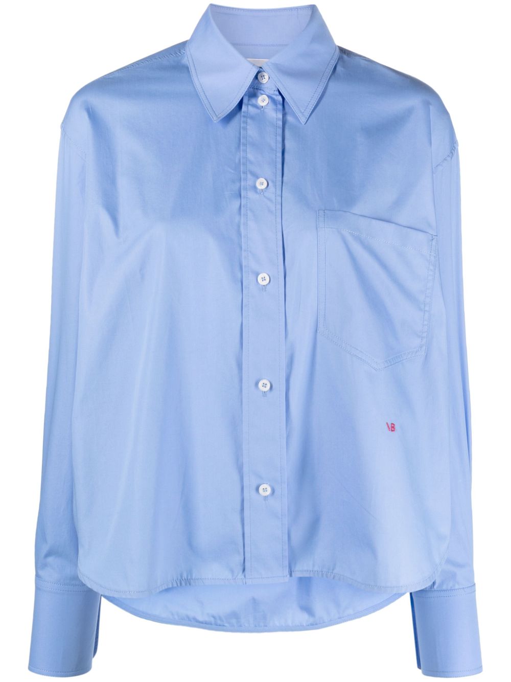 Victoria Beckham Cotton Cropped Shirt - Clear Blue